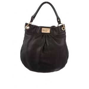Marc by Marc Jacobs Black Pebbled Leather Hobo with Gold-Tone Plaque